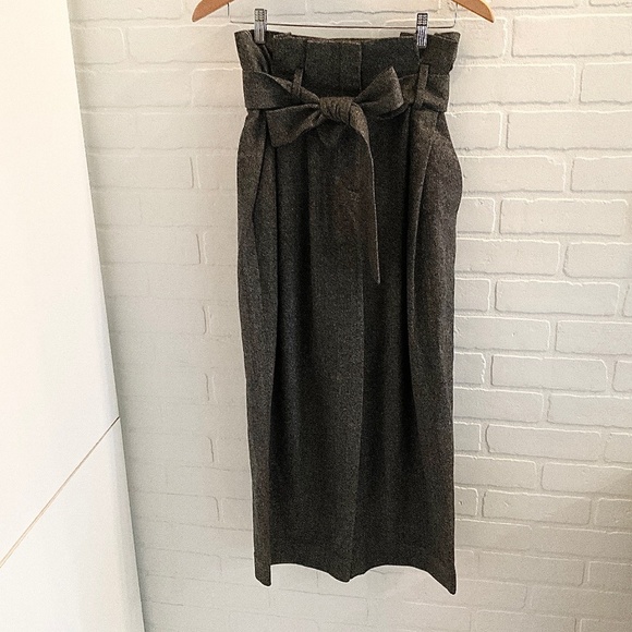 COS Dress Pants Herringbone Gray High waist Wide leg Parachute Darted Wool 4 - Picture 4 of 14